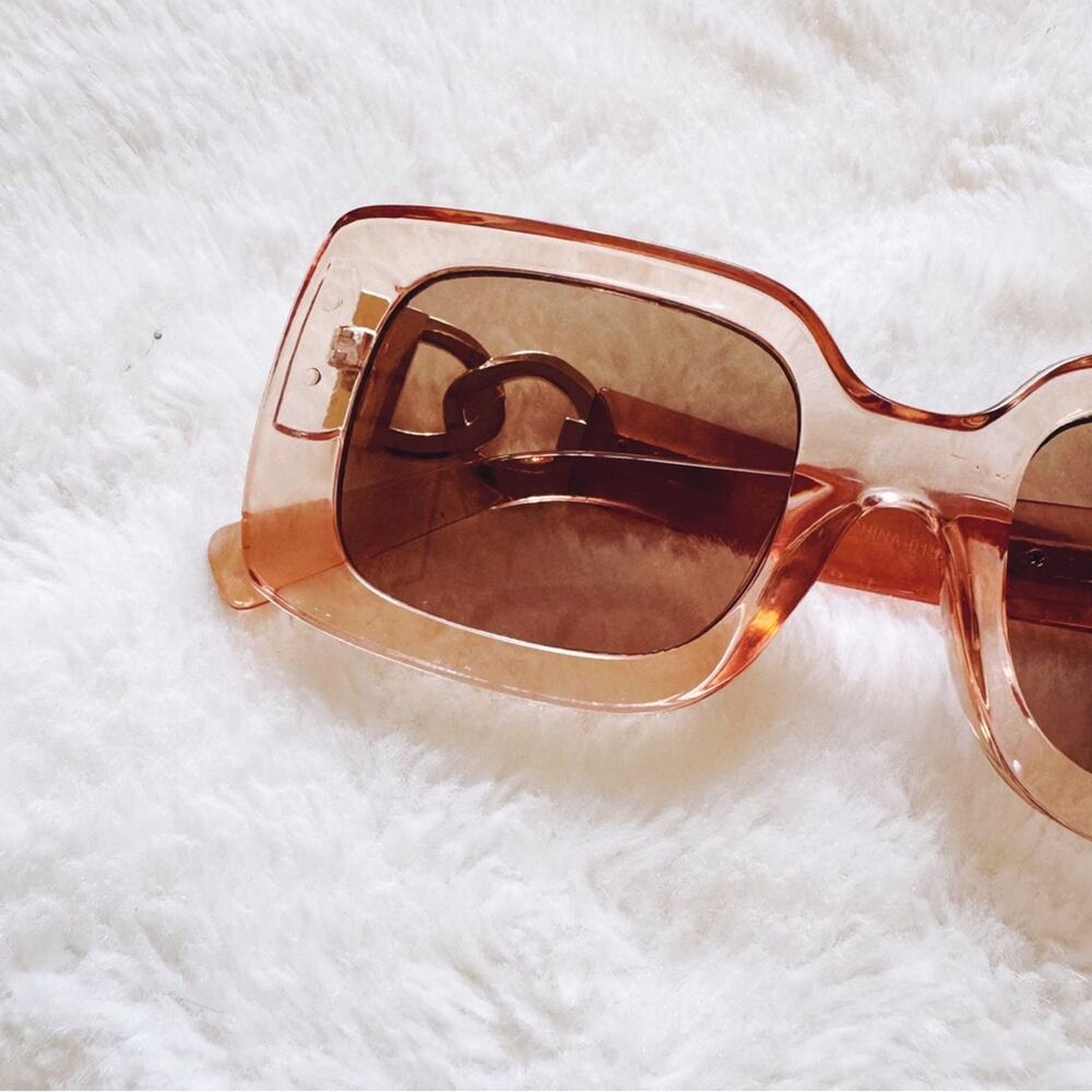 Camille Clear Coral Oversized Square Sunglasses - Picture 2 of 11
